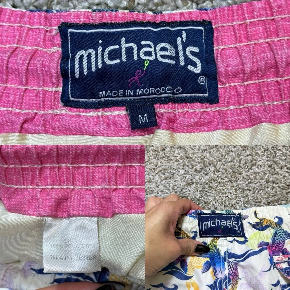 Michael's Swimwear Mens M Koi Fish Swim Trunks Cyclist Liner Multicolor Morocco